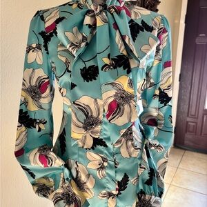 Chic Floral Women's Blouse - Teal